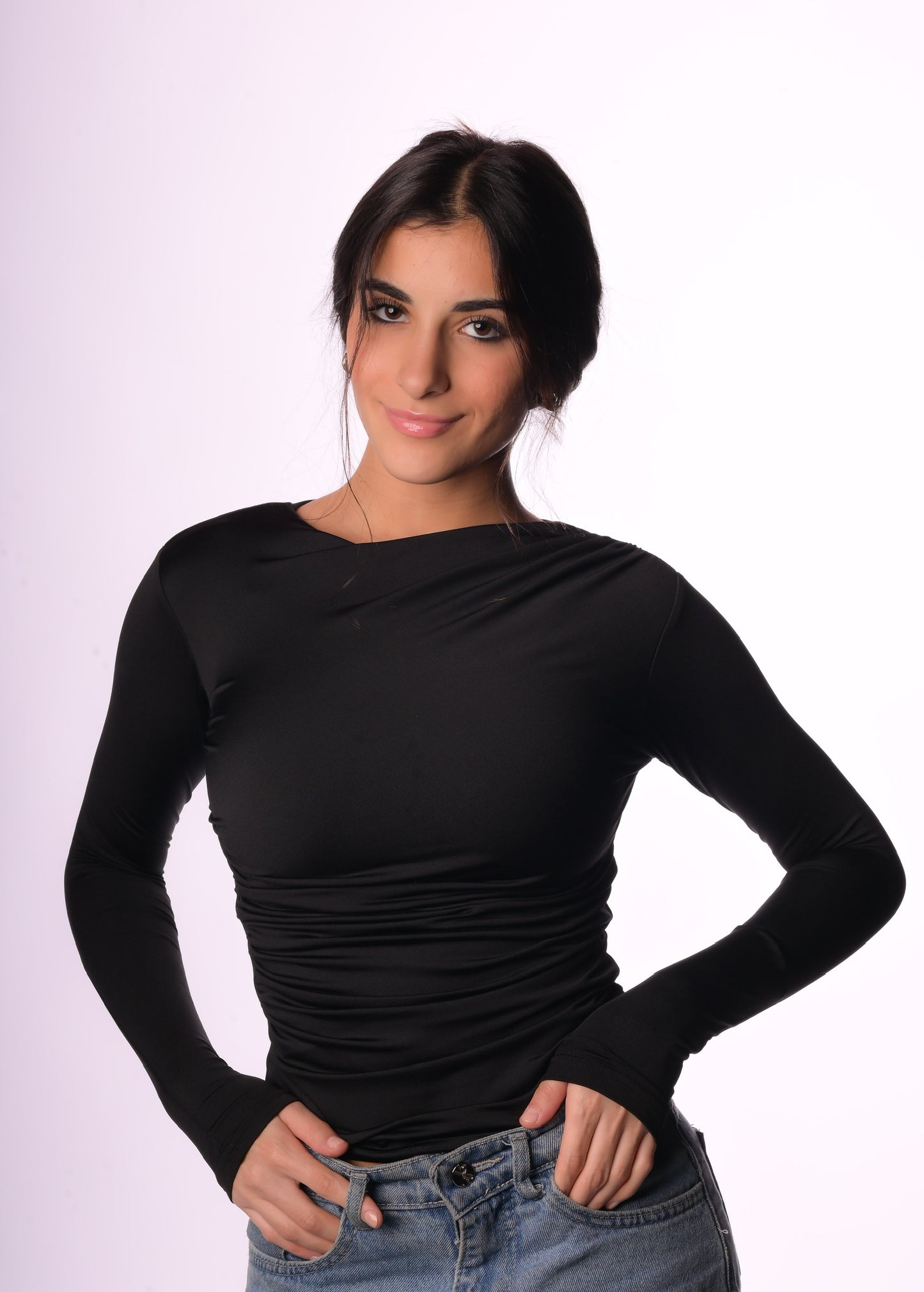 Draped Long Sleeve Top