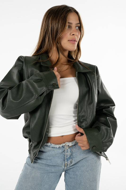 Olive Leather Jacket
