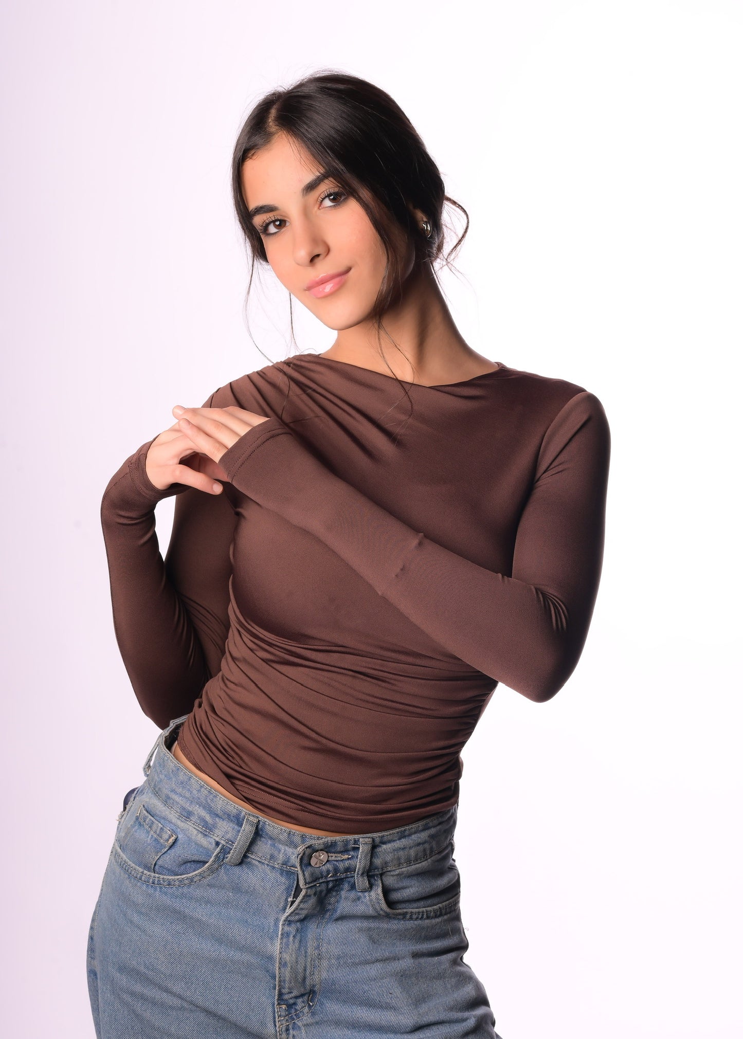 Draped Long Sleeve Top