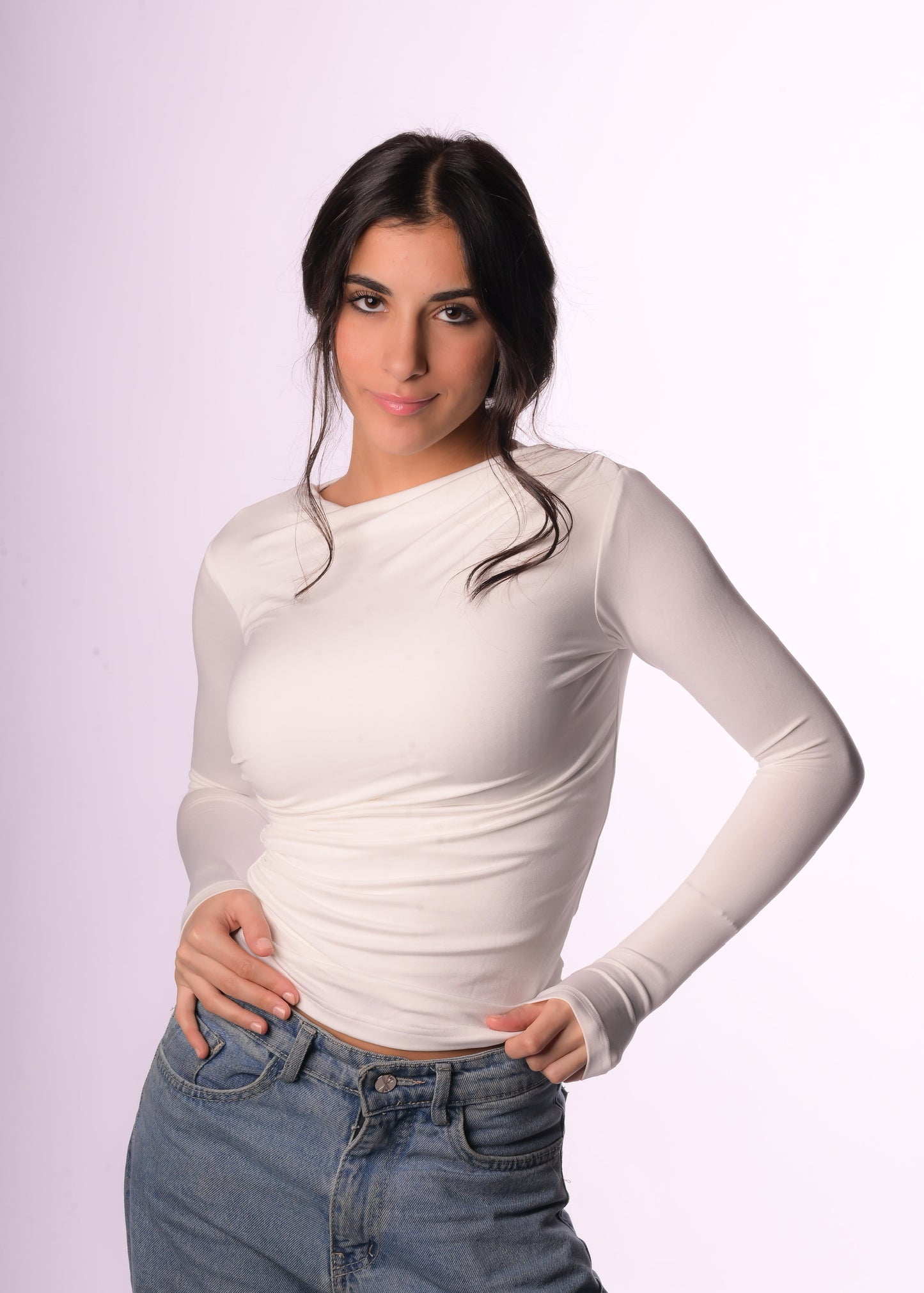 Draped Long Sleeve Top