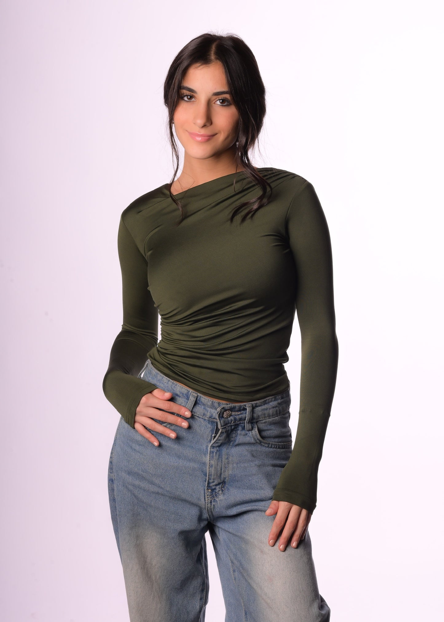 Draped Long Sleeve Top